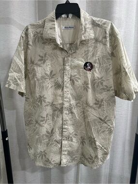 NWOT Tommy Bahama Men’s Beige Tropical Print Short-Sleeve Shirt FSU